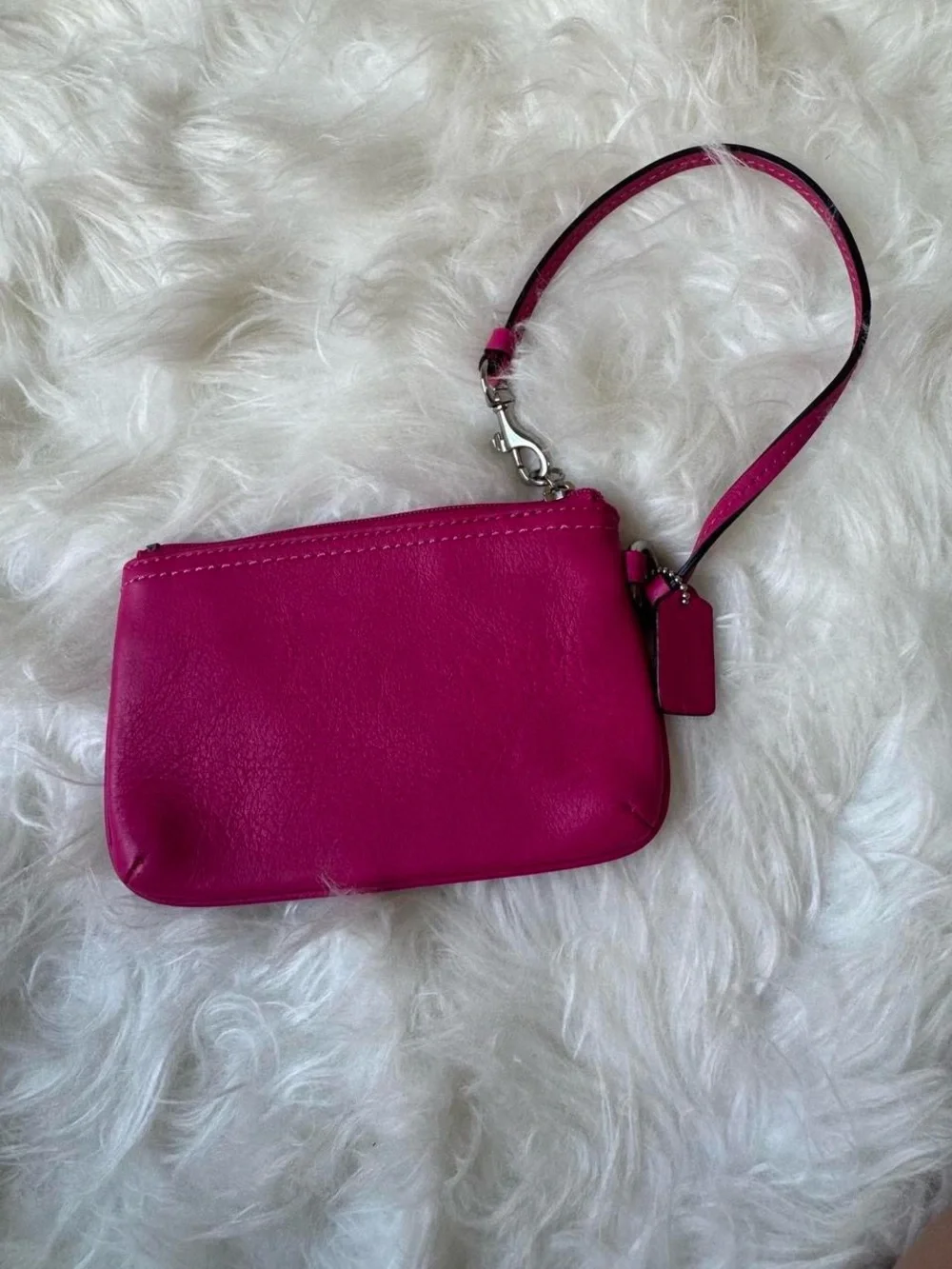 Coach Bright Pink Leather Wristlet with Detachable Strap